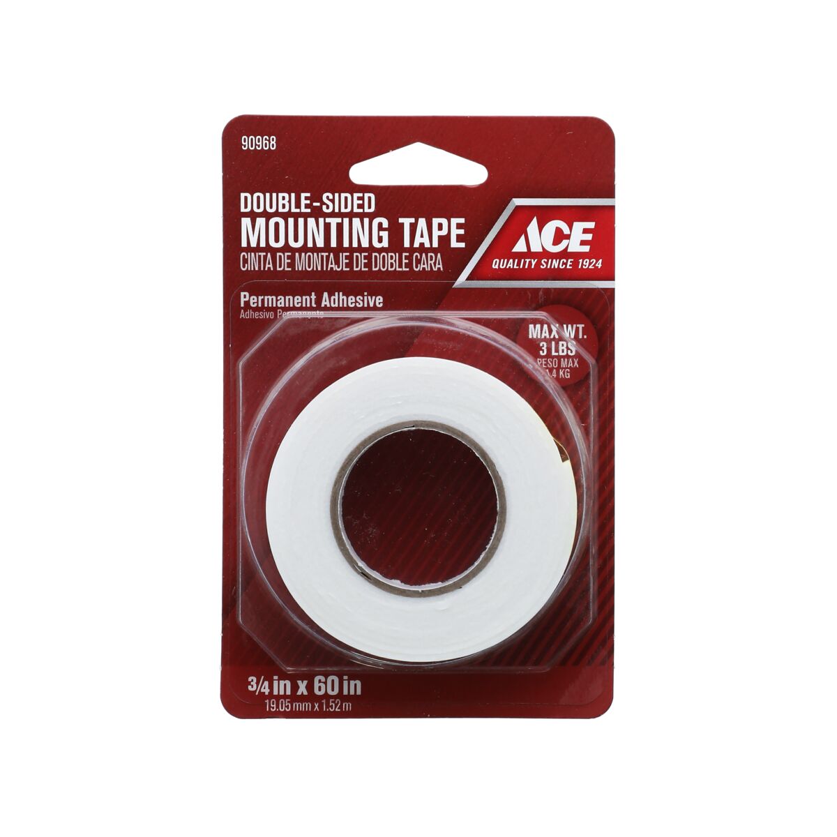 Ace Double Sided Mounting Tape White 3/4 x 60inch ACE All Brands